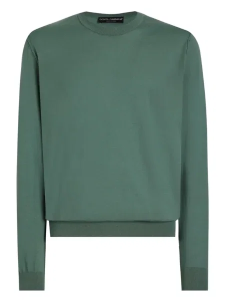 Pulover Dolce & Gabbana cu decolteu rotund lung verde