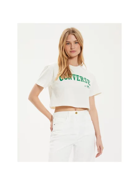 Converse Majica W Retro Chuck Cropped Tee Écru Regular Fit