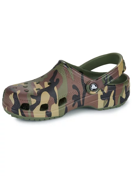 Maskáčové klasické pantofle Crocs zelené