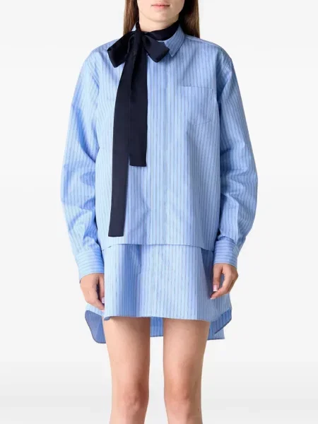 Rochie tip cămașă Sacai cu dungi din poplin albastru
