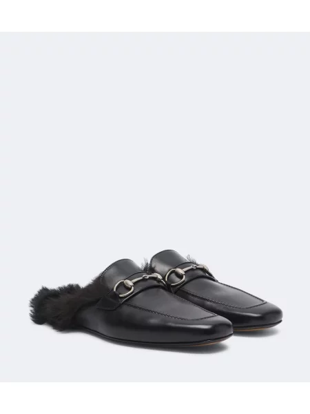 Papuci tip mules Gucci din piele negru