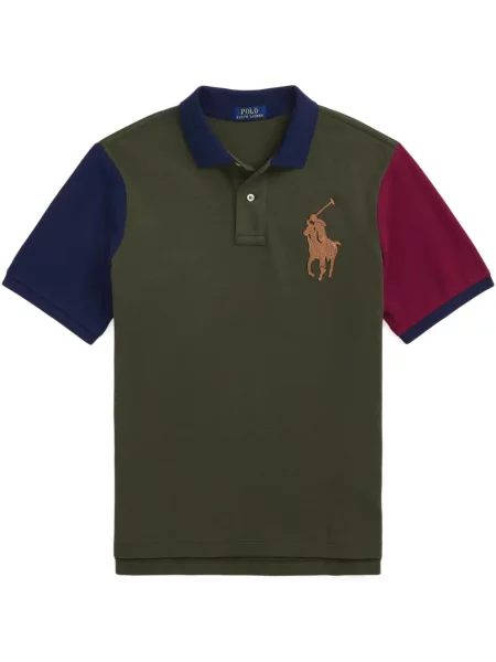 Slip de baie Polo Ralph Lauren cu broderie din piele de căprioară în carouri albastru