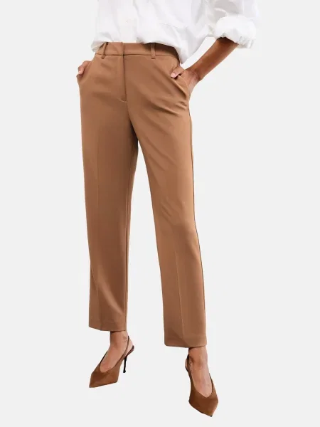 Lipsy Pantaloni cu dungă cămilă maro