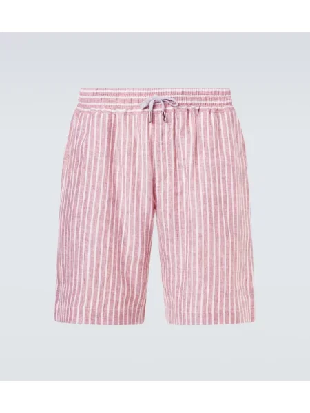 Lanene prugaste bermuda kratke hlače Fedeli bež