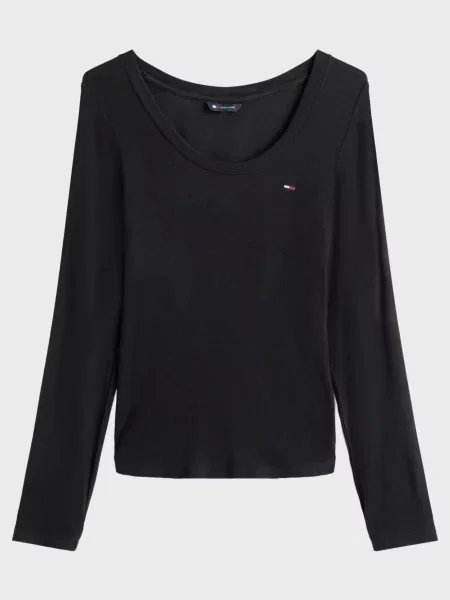 Лонгслив Tommy Jeans без косточек черный