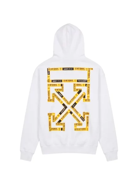 Hanorac cu glugă Off-white cu imagine alb