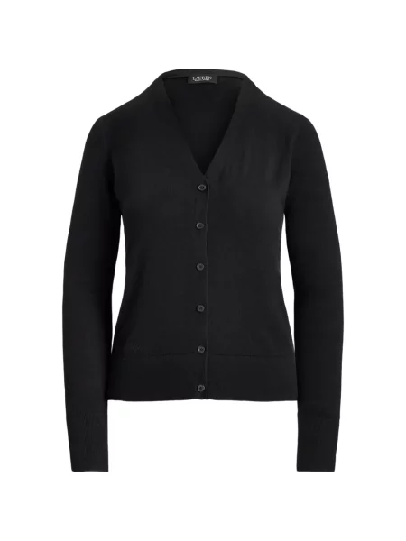 Cardigan Lauren Ralph Lauren cu broderie cu decolteu în V negru