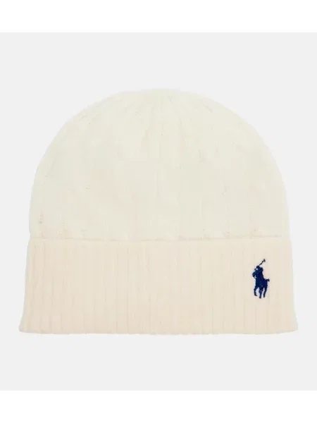 Căciulă Ralph Lauren Collection cu broderie de lână alb