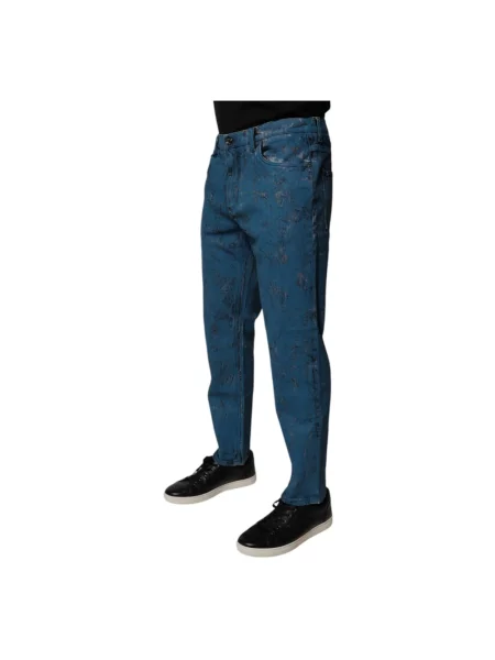 Skinny jeansy skinny Dolce And Gabbana wiązane niebieskie