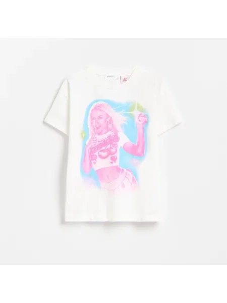 Reserved Zara Larsson póló krémszínű