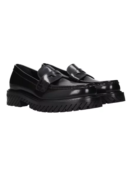 Loafersy Off-white skórzane w paski wsuwane białe