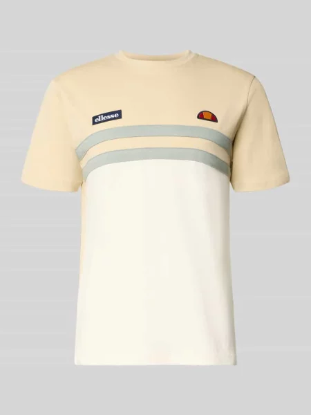 T-shirt z naszywanymi detalami z logo i okrągłym dekoltem Ellesse biała