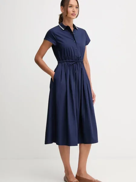 United Colors of Benetton rochie din bleumarin midi evazați alb