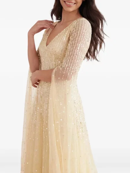 Rochie maxi Needle & Thread cu decolteu în V galben