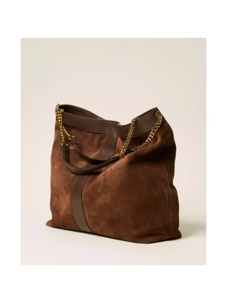 Torebka hobo Twinset skórzana brązowa
