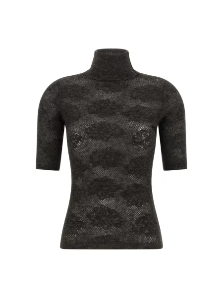 Sweter z golfem Brunello Cucinelli wełniany brązowy