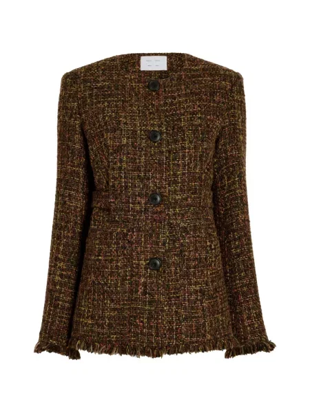 Lung geacă Proenza Schouler White Label din tweed alb