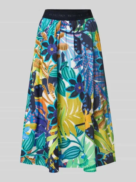 Spódnica o kształcie dzwonka z elastycznym paskiem z logo Milano Italy