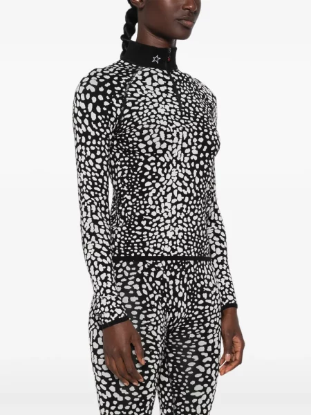 Top Perfect Moment cu imagine cu model leopard din jacard negru