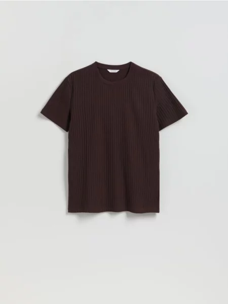 Reserved Tricou regular maro-închis maro