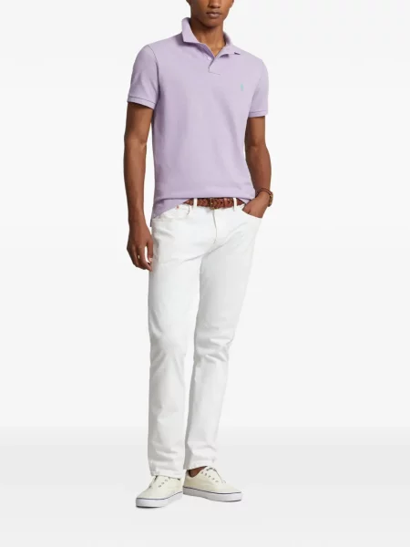 Tricou polo Polo Ralph Lauren cu glugă cu blană cu broderie roșu