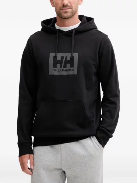 Hanorac cu glugă Helly Hansen cu imagine cu cordon negru