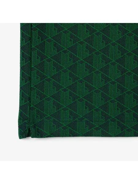 Lacoste Koszulka Polo Classic Fit Z Kołnierzykiem Kontrastowym I Motywem Monogramu zielona