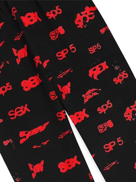 Pantaloni Sp5der cu imagine alergare negru
