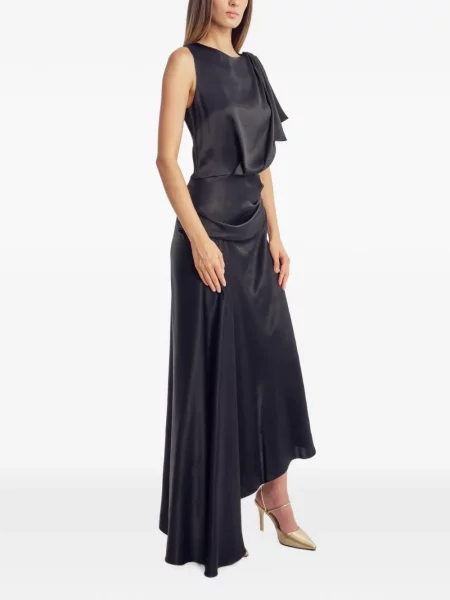 Rochie maxi Irina Schrotter asimetrică drapată negru