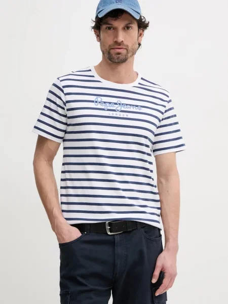 Тениска Pepe Jeans с десен бяло