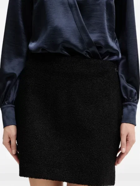 Bouclé fusta mini Guess cu talie înaltă negru