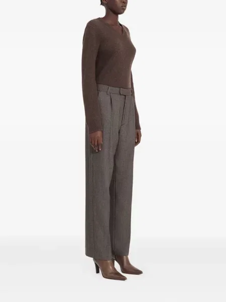 Pantaloni Mm6 Maison Margiela cu model herringbone plisate gri