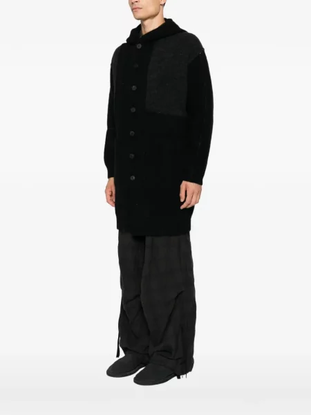 Lung cardigan Isabel Benenato cu glugă negru