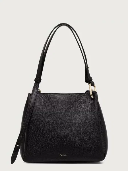 Τσάντα shopper Furla με γούνα μαύρο