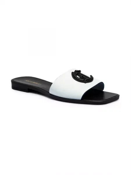 Just Cavalli De piele șlapi alb