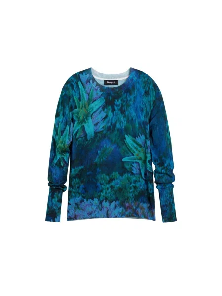 Desigual Pulover azur / închis / verde / oliv albastru