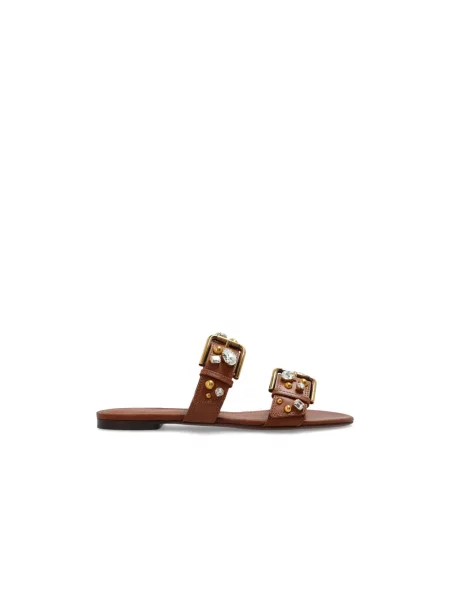 Klapki Dolce And Gabbana skórzane brązowe