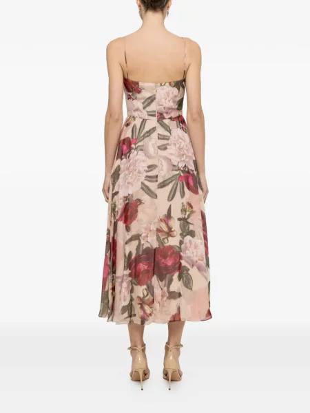 Rochie florală Nissa de mătase cu model floral