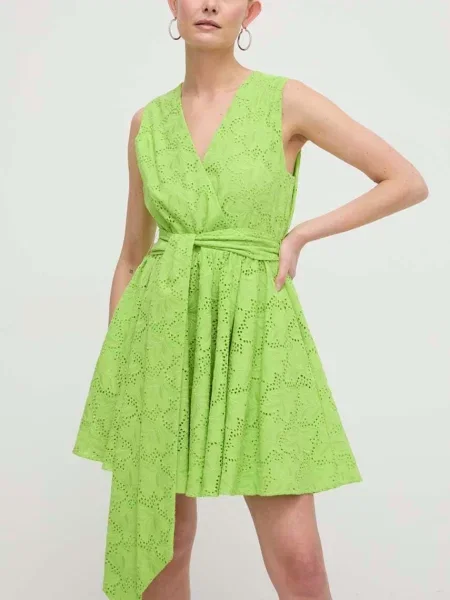 Silvian Heach sukienka mini rozkloszowana zielony