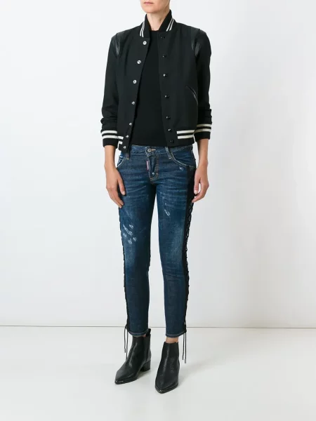 Blugi Dsquared2 din dantelă albastru