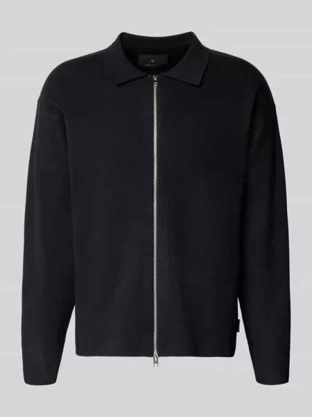 Kurtka z dzianiny z zamkiem błyskawicznym dwustronnym model ‘BRADFORT’ Jack & Jones Premium czarna