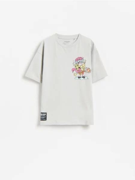 Reserved Tricou SpongeBob deschis gri