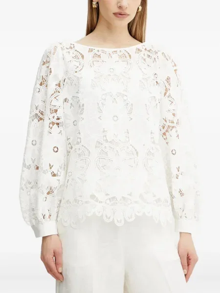 Bluză Luisa Spagnoli cu model floral din dantelă alb