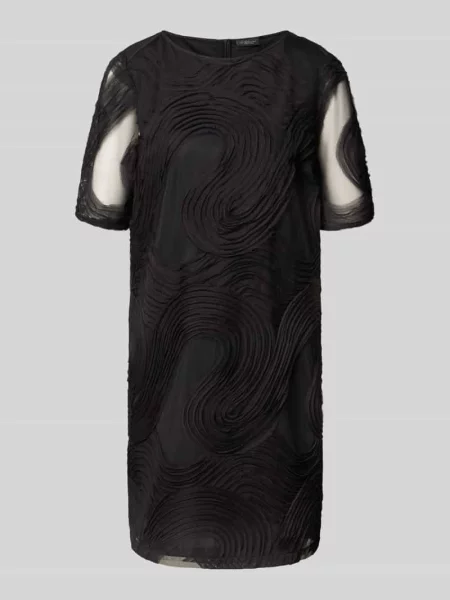 Sukienka casualowa o kroju relaxed fit z fakturowanym wzorem S.oliver Black Label niebieska