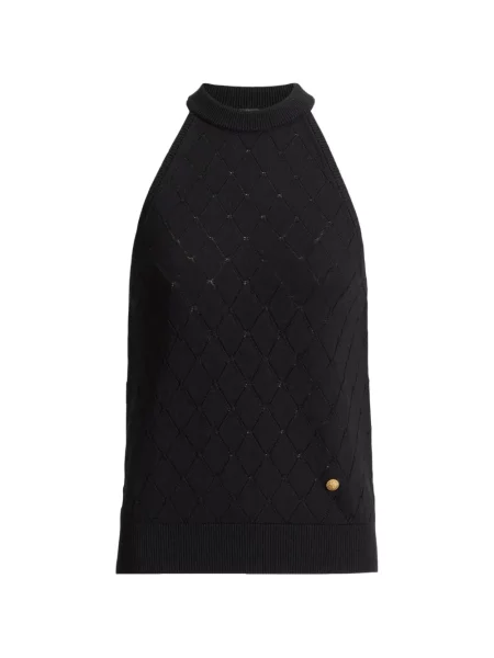 Top Balmain fără mâneci tricotate negru