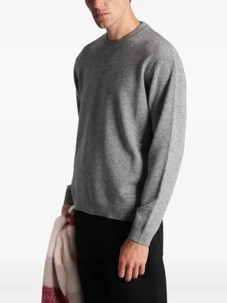 Pulover Maison Kitsune cu decolteu rotund gri