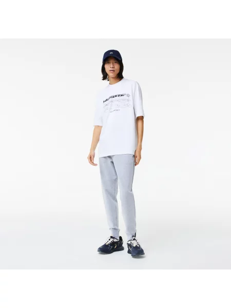 Lacoste Koszulka Z Luźnego Materiału Piqué Z Bawełny Organicznej biała