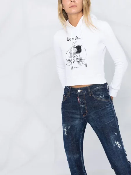 Hanorac cu glugă Dsquared2 alb