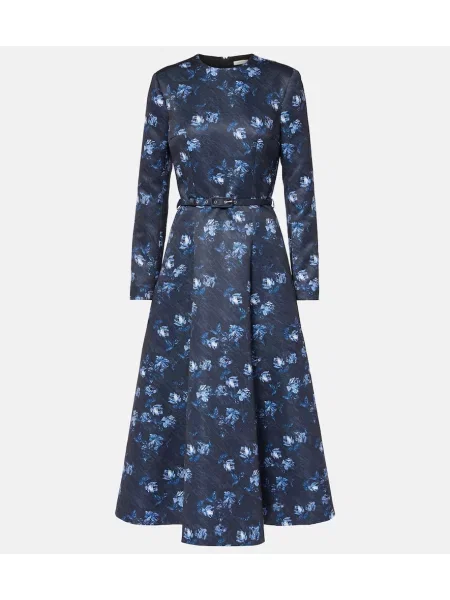 Rochie de cocktail Emilia Wickstead cu model floral de costum albastru