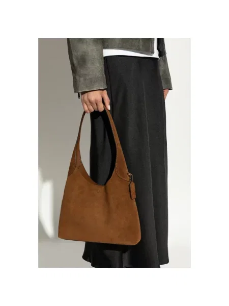 Coach torebka zamszowa Brooklyn Shoulder Bag 28 brązowa